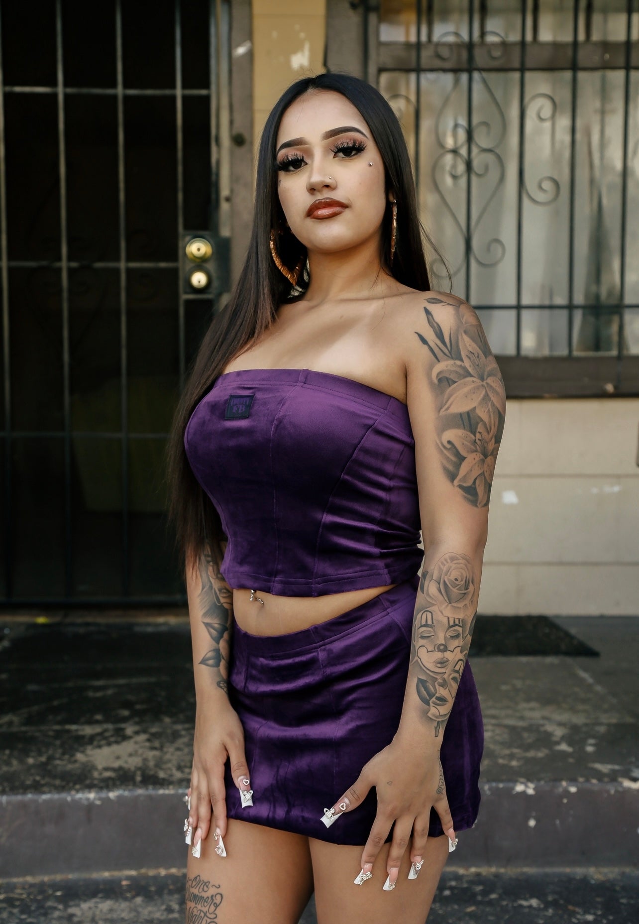 FB County Velour Corset Skirt Set