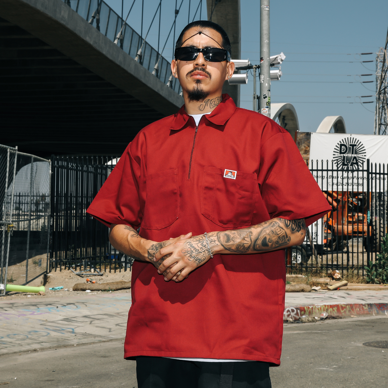 Ben Davis Men's 1/2 Zip Shirt Solid