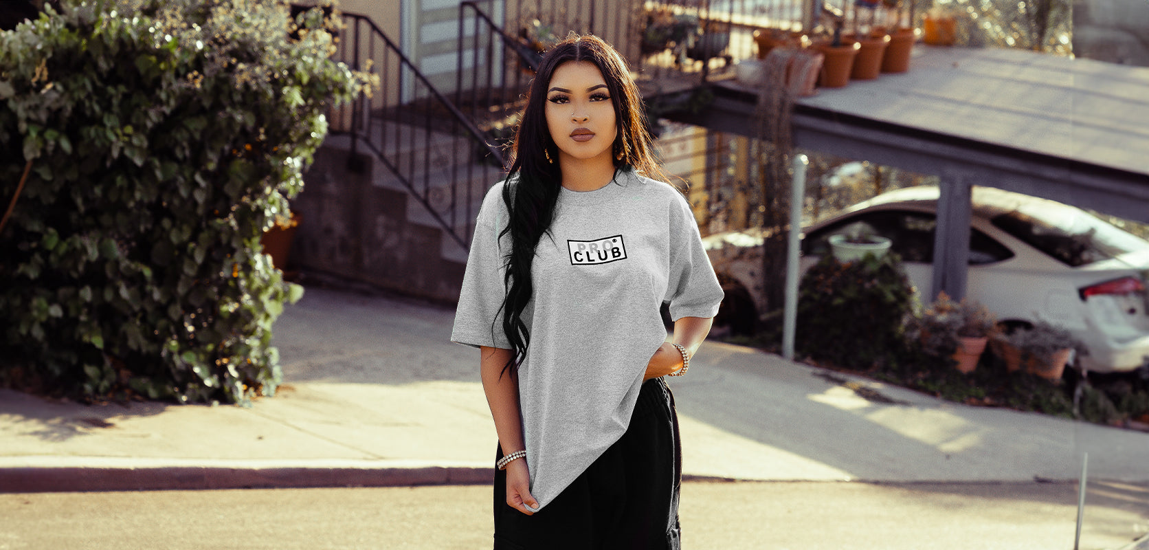 Pro Club Heavyweight Short Sleeve Embroidered Box Logo Tee