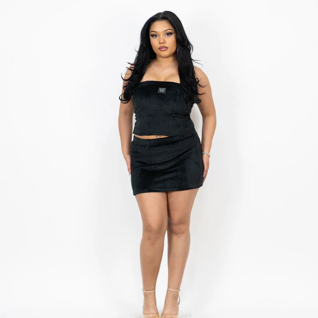 FB County Velour Corset Skirt Set