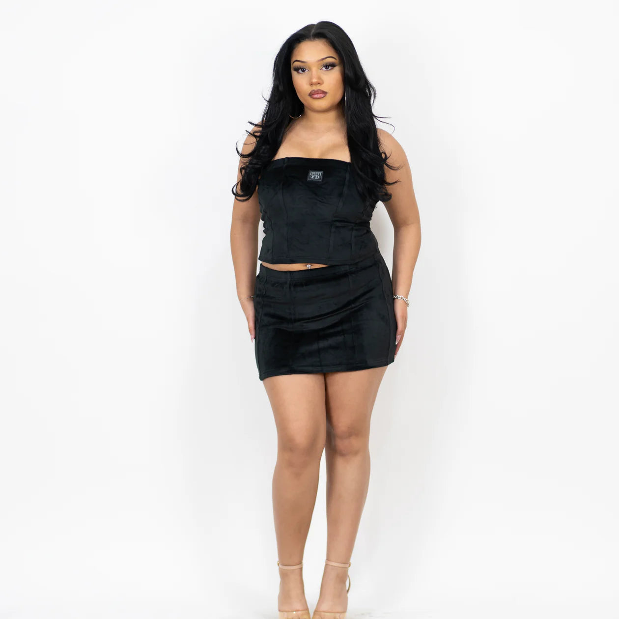 FB County Velour Corset Skirt Set