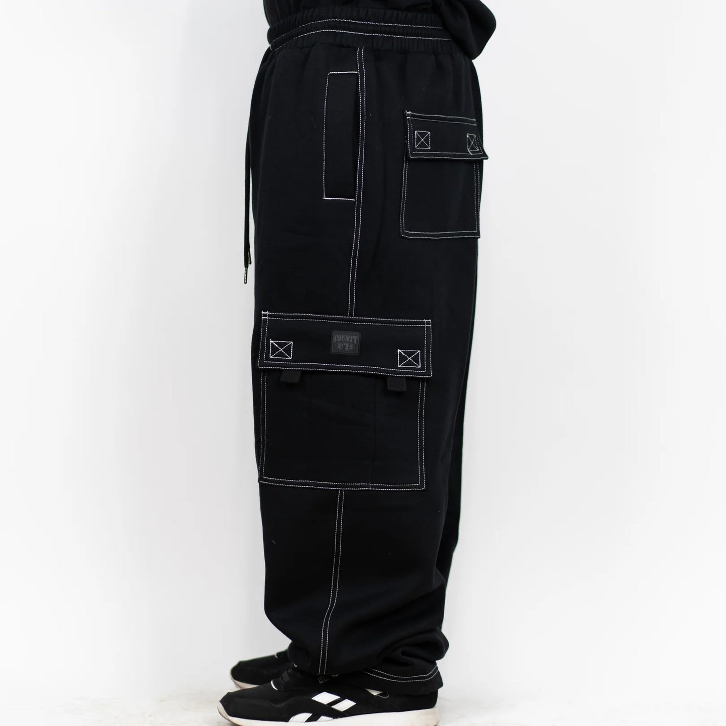 FB County Black/White Cargo Sweatpants