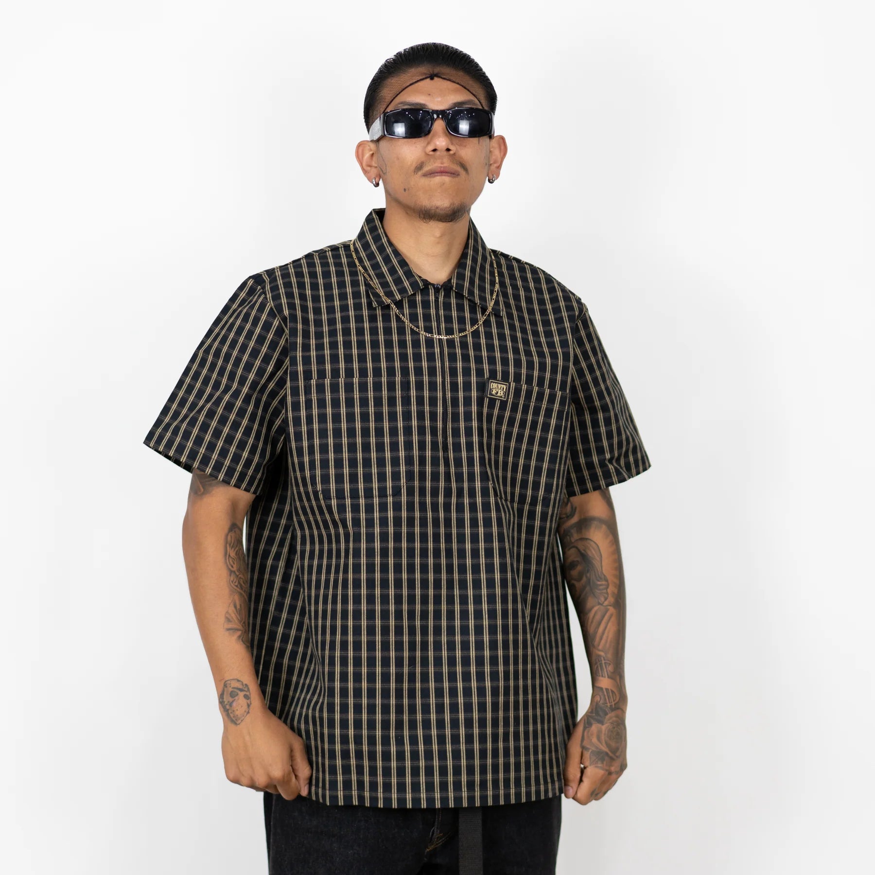 FB County Heavyweight Checkered Vintage 1/2 Zip Shirt