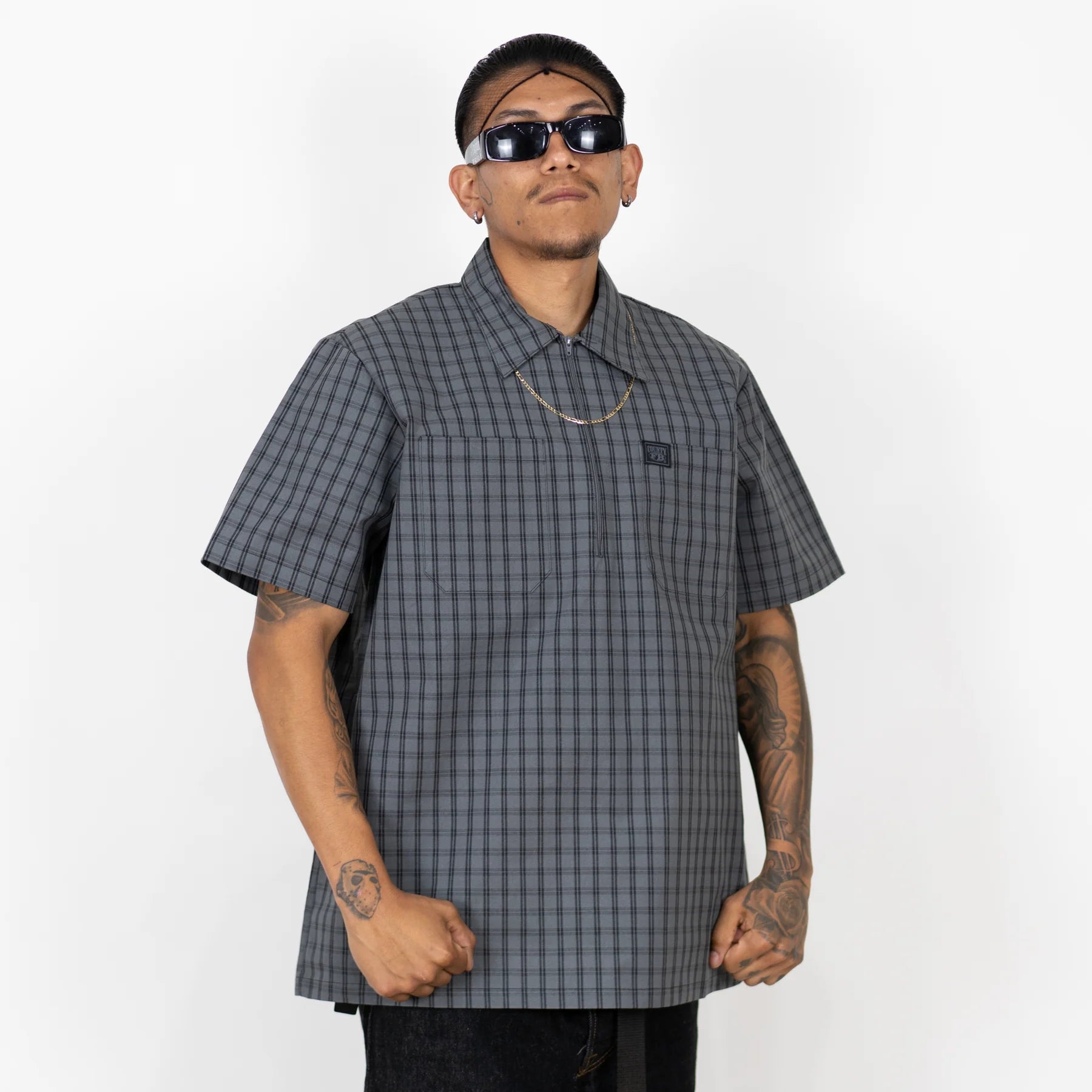 FB County Heavyweight Checkered Vintage 1/2 Zip Shirt