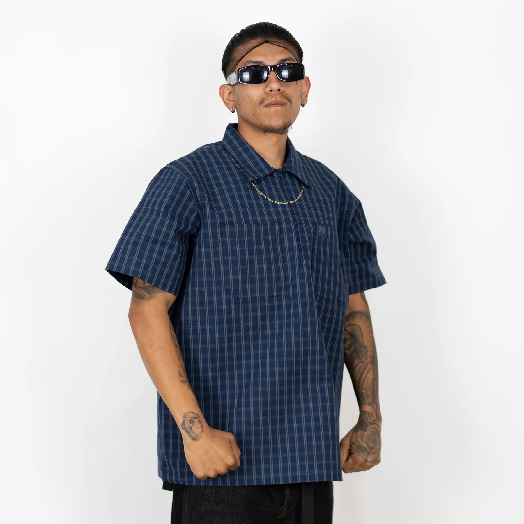 FB County Heavyweight Checkered Vintage 1/2 Zip Shirt