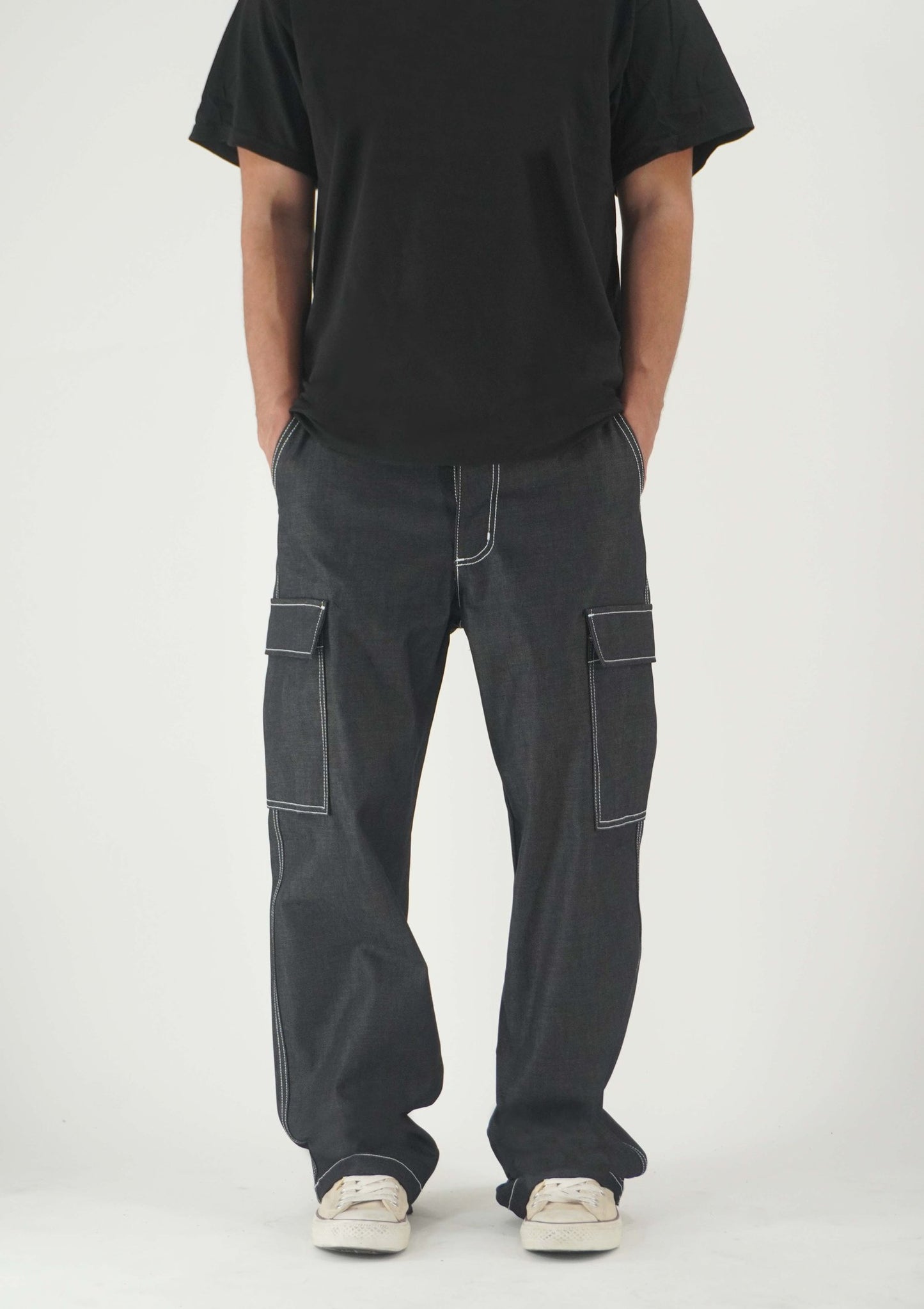 Neo Blue Shadow Black Baggy Pants